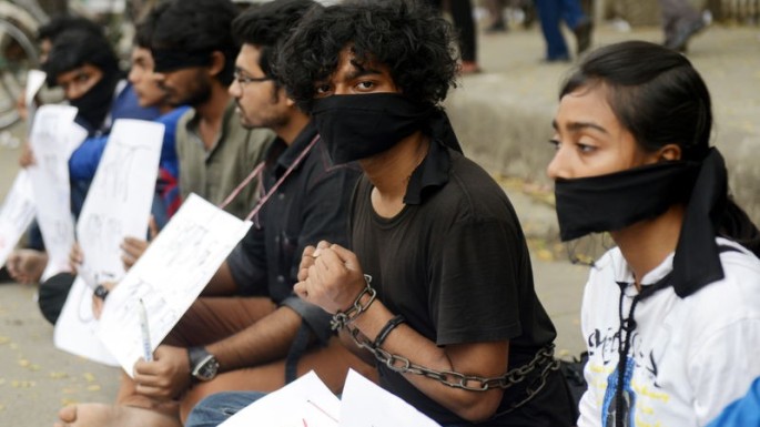 Bangladeshi activists protesting against the vicious murders of bloggers. Source 